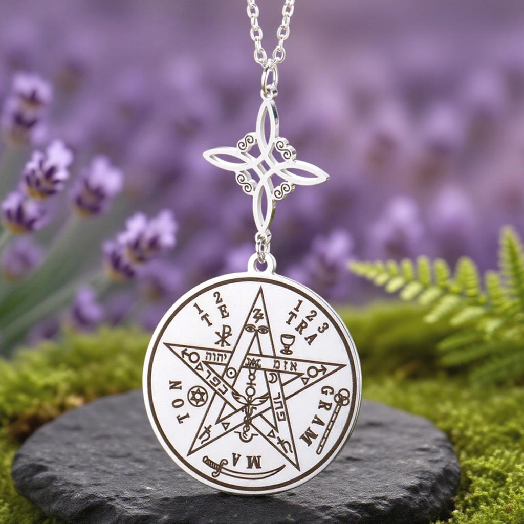 Dawapara Tetragrammaton Pentagram Necklaces Witches Knot Pendant Wiccan Protection Amulet Stainless Steel Jewelry