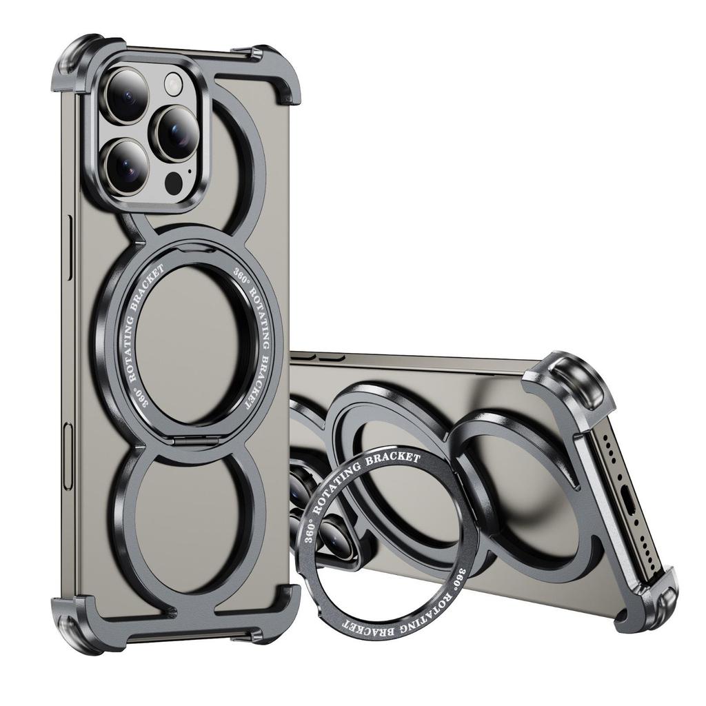 Apple 16 ProMax Magnetic Rotating Metal Phone Case for iPhone 15