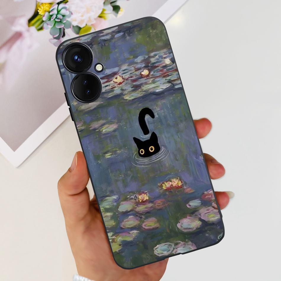 For Tecno Spark 9 Pro KH7 KH7n Cute Cartoon Phone Case For Tecno Spark 9Pro Black Silicone Soft TPU Cases