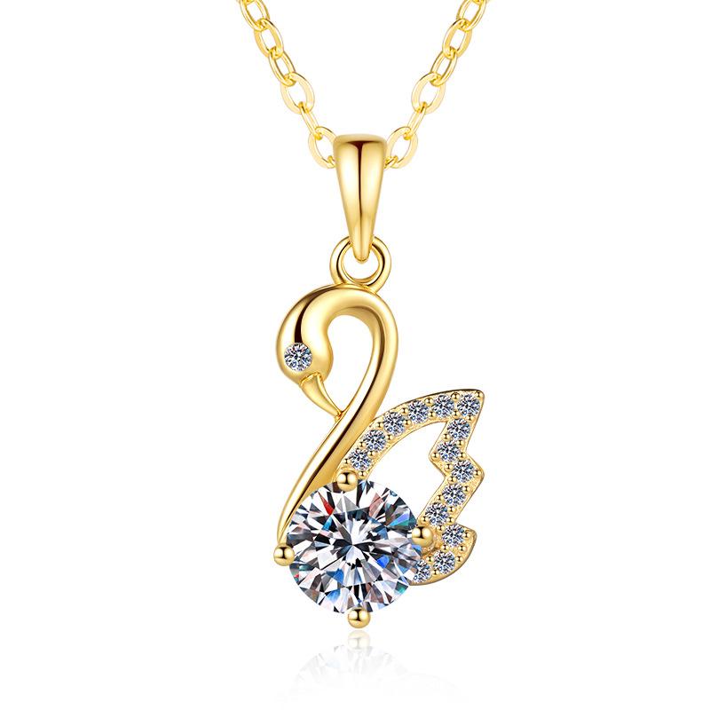 S925 Silver Necklace Women's Light Luxury Niche Swan Pendant 1 Carat D Color Moissanite Collarbone Chain Fashion Jewelry 2026