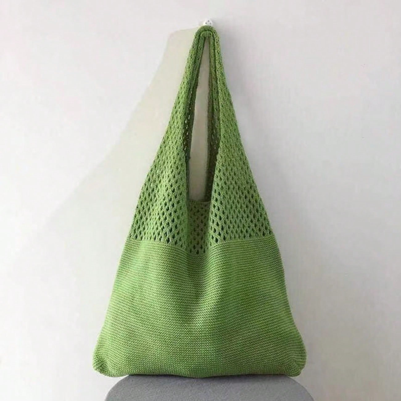 Sac rétro creux pour femme sac à bandoulière portable sac tricoté sac en laine grand sac green multicolore