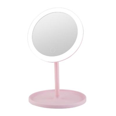 LED Touch Screen Makeup Mirror Square Vanity Mirror Princess Women Pink Beauty Tools Circular LED Mirror