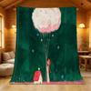 Soft Flannel Blanket, Bordered Original Illustration Series – Cozy Fleece for Home Relax, Sofa Napping, Halloween & Christmas Use