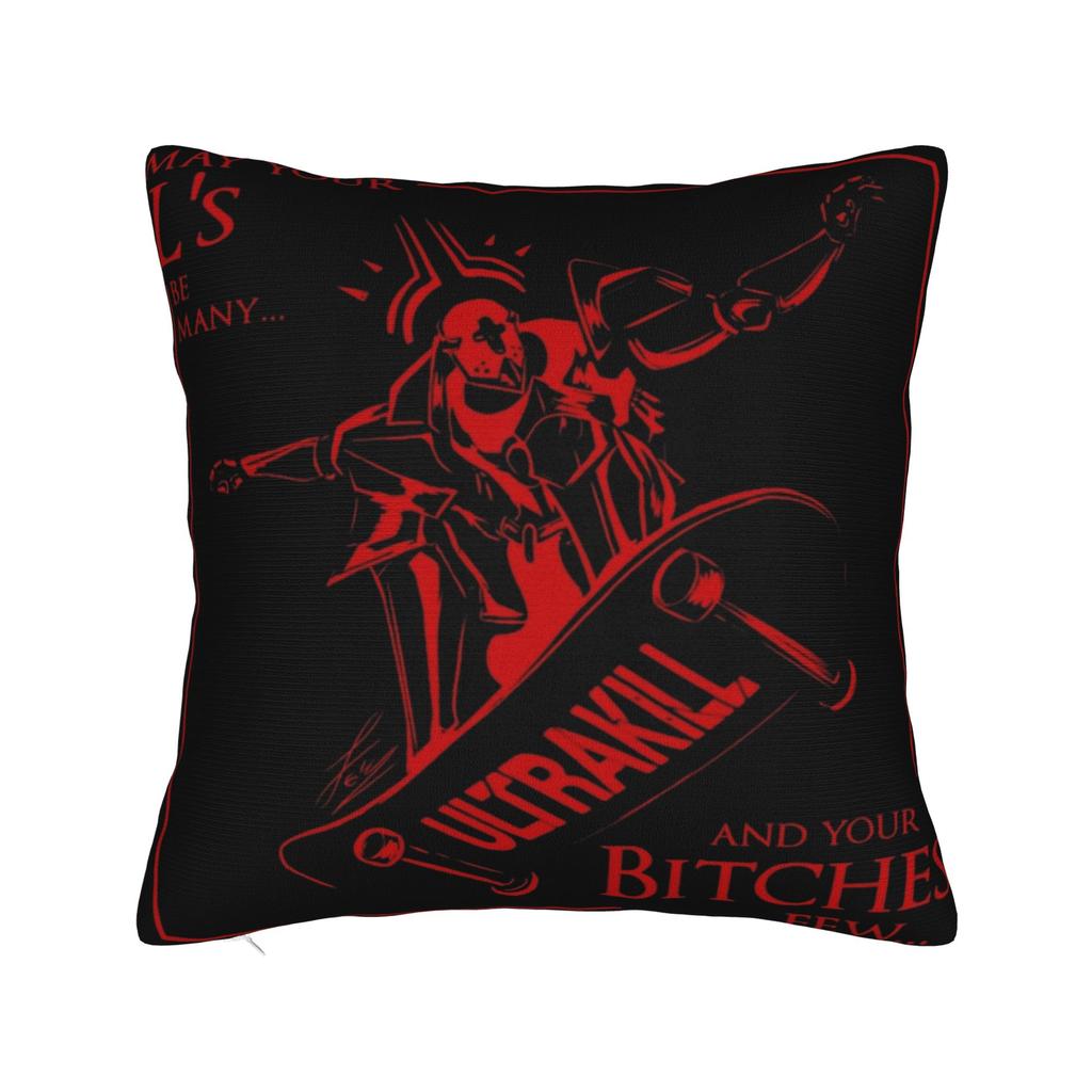 Подушки з принтом відеогри Ultrakill Наволочки для подушок Декор для теплої вітальні На блискавці Багаторозмірні