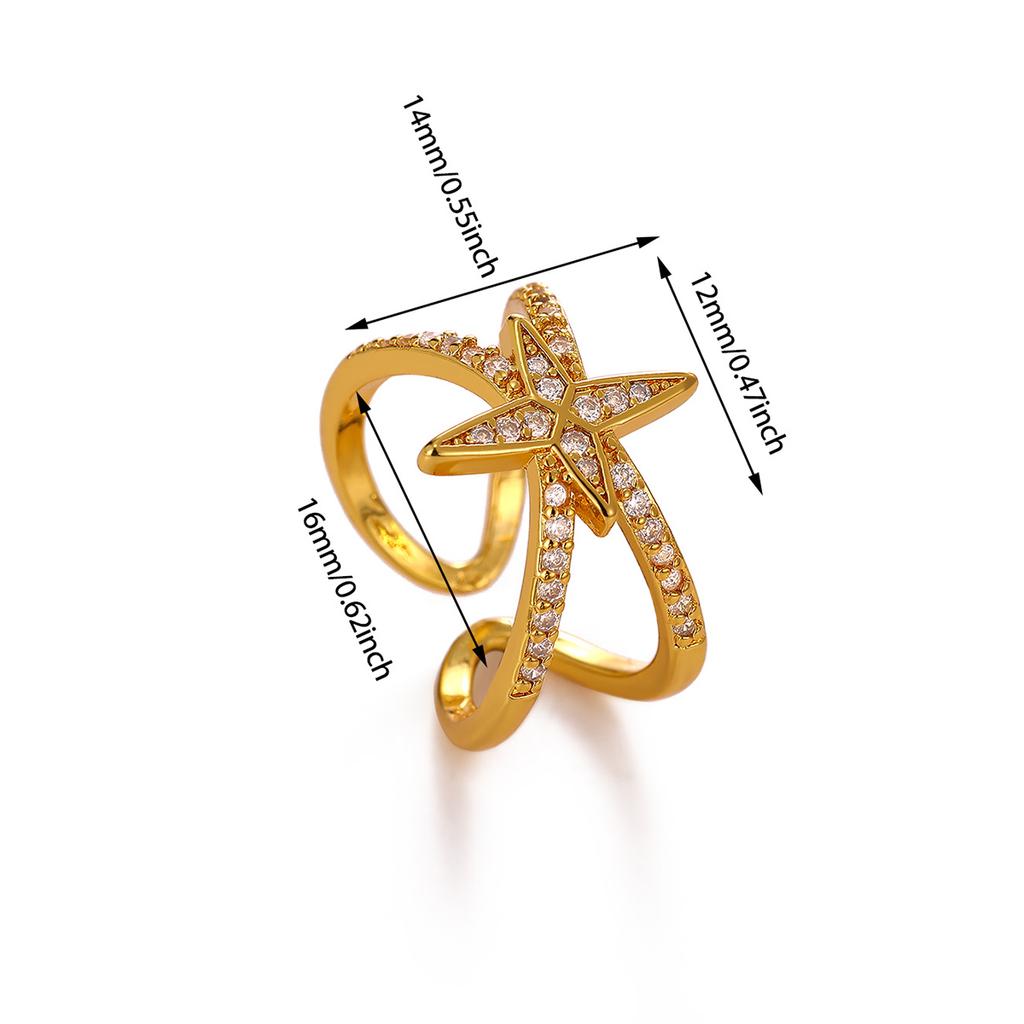 Geometric Knot Gold Color Rings For Women Wedding CZ Leaf Ring Punk Star Personalization Open Anillos Birthday Jewelry Her Gift