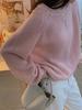 Women's Pink Wool Cashmere Pullover - Round Neck, Warm & Soft, Versatile Stylish Knit Sweater for Autumn/Winter