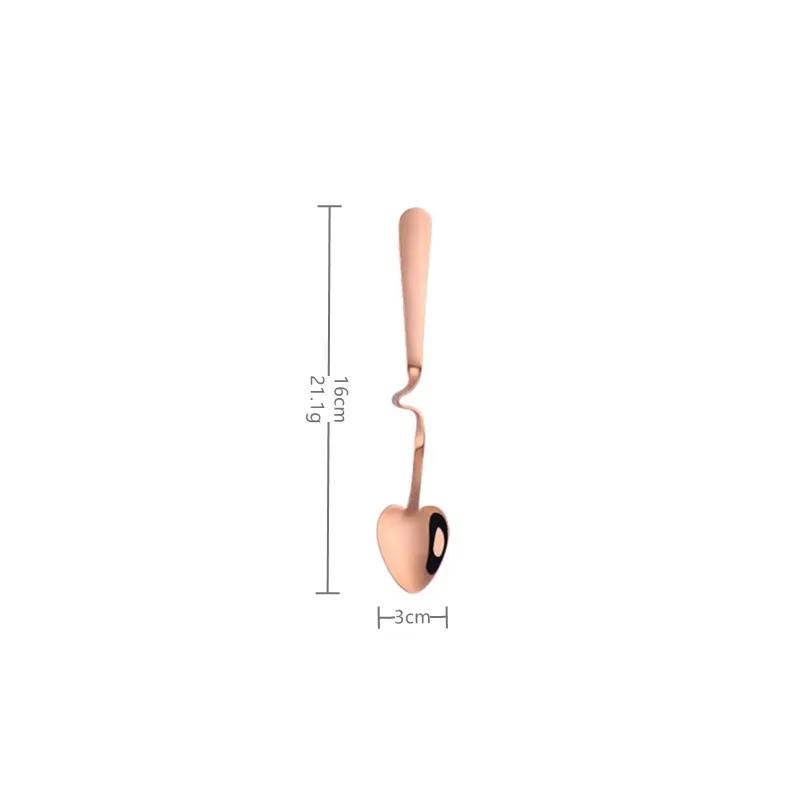 Hanging Cup Coffee Spoon Heart Shape Stainless Steel Scoop Silver Sugar Dessert Spoons Gold Stirring Tea-spoon Snack Juice Tools