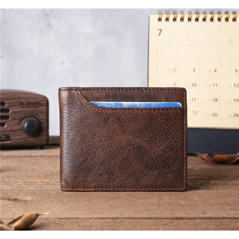 

898 Top-layer Cowhide Genuine Leather Simple Retro Multi-card Clip Bag Men s Card Cover Women s Wallet ID 8x10x2cm