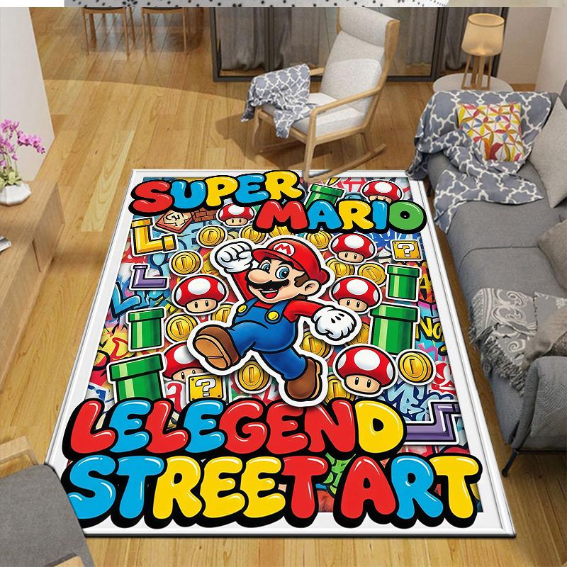 Mario Home Sofa Decoration for Living Room & Bedroom, Non‑Slip Play Flannel Floor Mat for Game Room