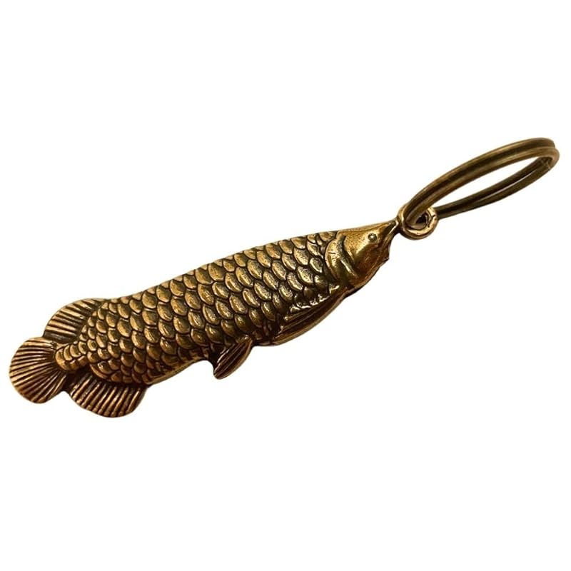 

[DAZUMA] key ring fish fish brass antique good luck strap Arowana feng shui money luck accessories pendant lucky charm pendant top dragon fish