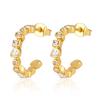 European & American Style Zirconia 18K Gold-Plated Stainless Steel Stud Earrings for Women