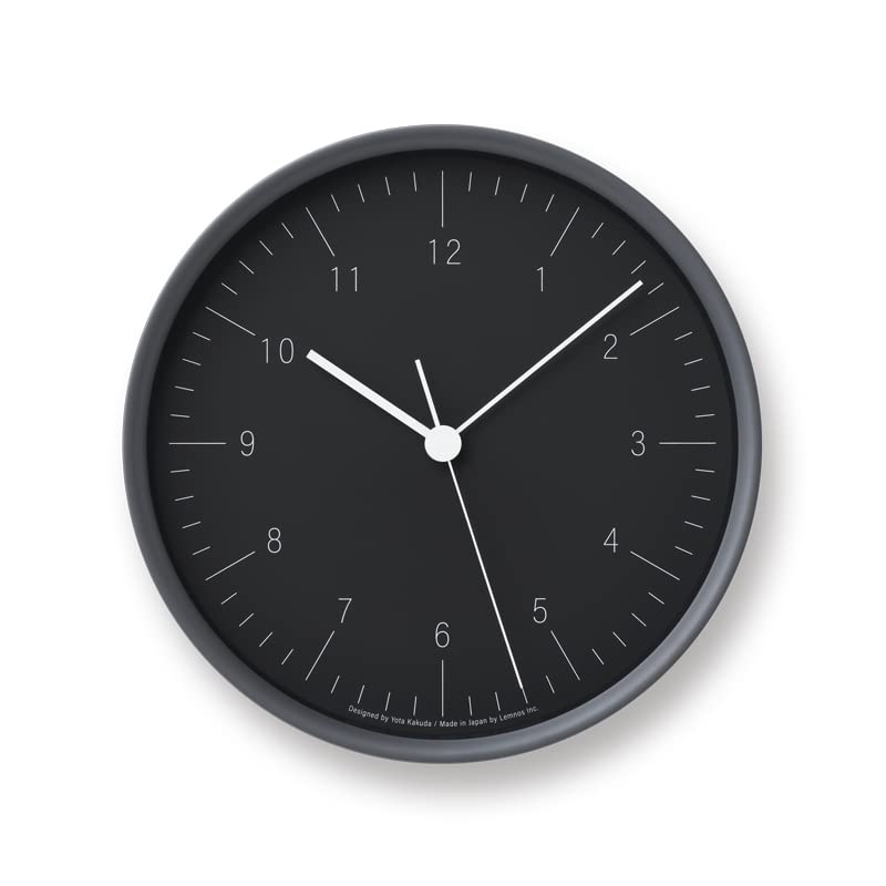 Lemnos City Pop YK23-03 BK Analog Wall Clock, Radio-Controlled, ABS Resin, Black