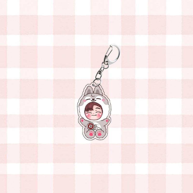 1 Stück Stray Kids SKZOO Schlüsselanhänger Tierkostüm mit Lichtstab Schlüsselring Tasche Anhänger Bang Chan Lee Know Changbin Hyunjin Han Felix Seungmin I.N STAY Geschenk
