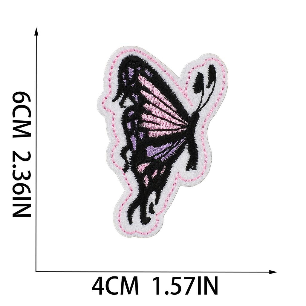 New Pink Butterfly Embroidery Cloth Sticker Cartoon Bus Patch Sticker Bag Decoration Flower Embroidery Label