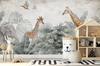 Children's Photo Wallpaper Safari Jungle Tropics Elephant and Giraffes DWK432 200x135