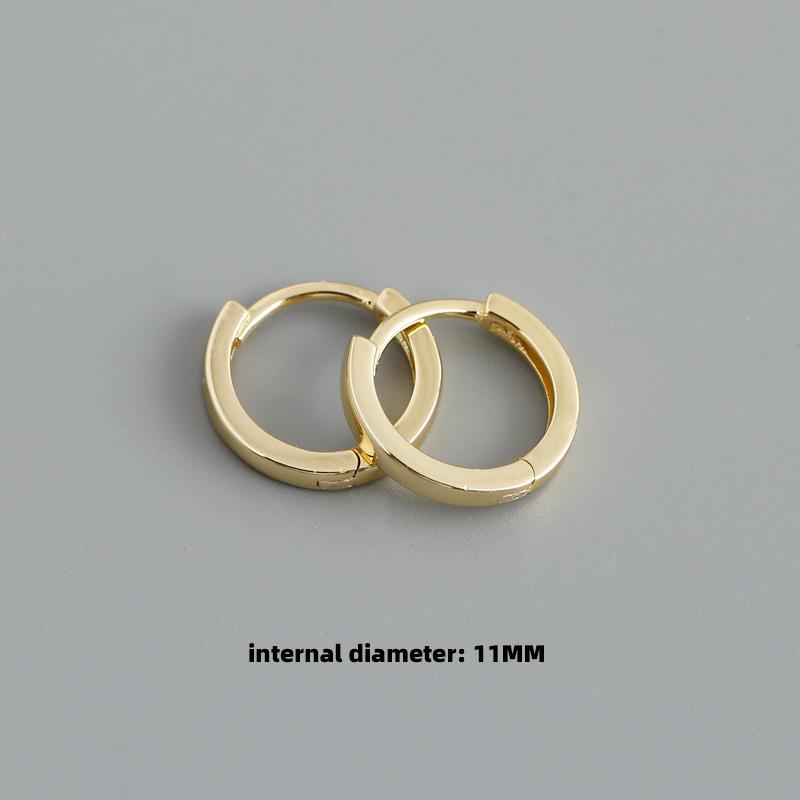 Gold Plated 925 Sterling Silver Hoop Earrings Women Trendy Ear Bone Perforated Design for Weddings