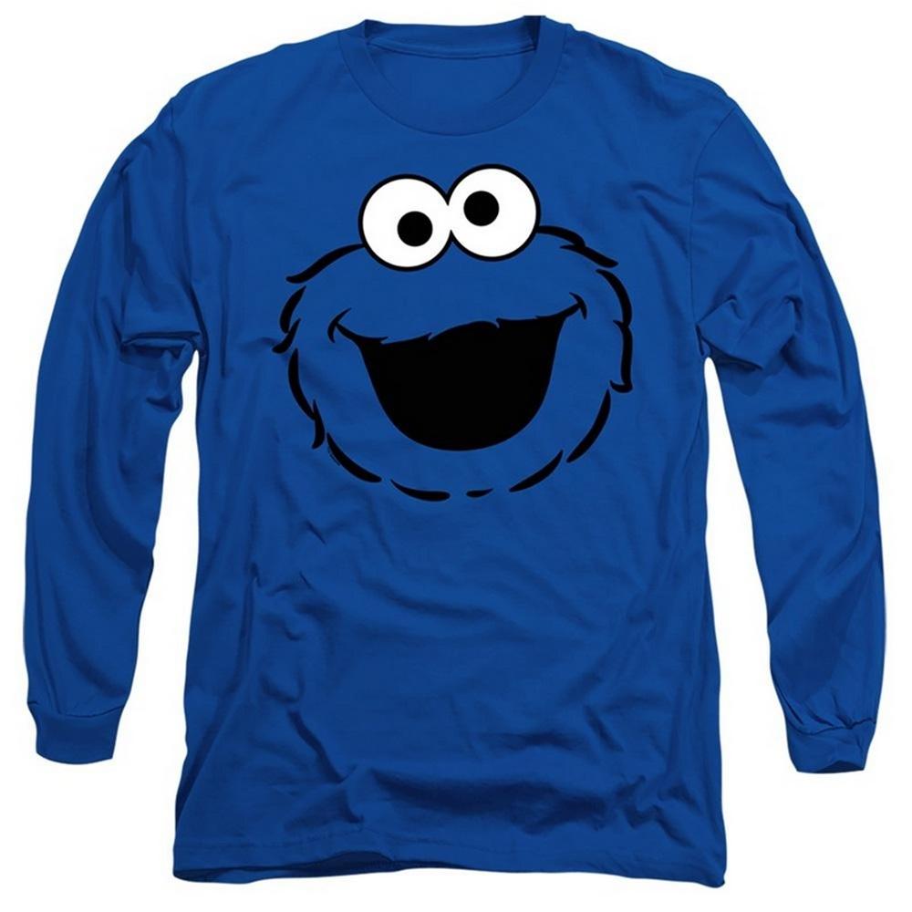 Sesame Street Mens Cookie Monster Face Long-Sleeved T-Shirt