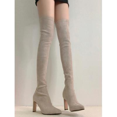 Bottes à Talons Hauts Nouvelles Bottes Skinny Talon Épais Bottes Montantes Skinny Petites Hautes Bottes Élastiques