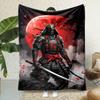 1pc Samurai Blanket Digital Print Sofa Skin-Friendly Soft Blanket  New for Boys Birthday Gift Home Sofa Chair Decoration