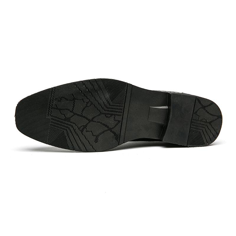 Новые коричневые мужские туфли Stone Grain Oxfords Square Toe Laceup Black Business — фото 7