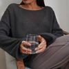 Suéteres de crochet suaves de gran tamaño para mujer, suéter de punto sexy de moda con cuello redondo y manga larga, suéter holgado para cubrirse, blusas de punto para mujer