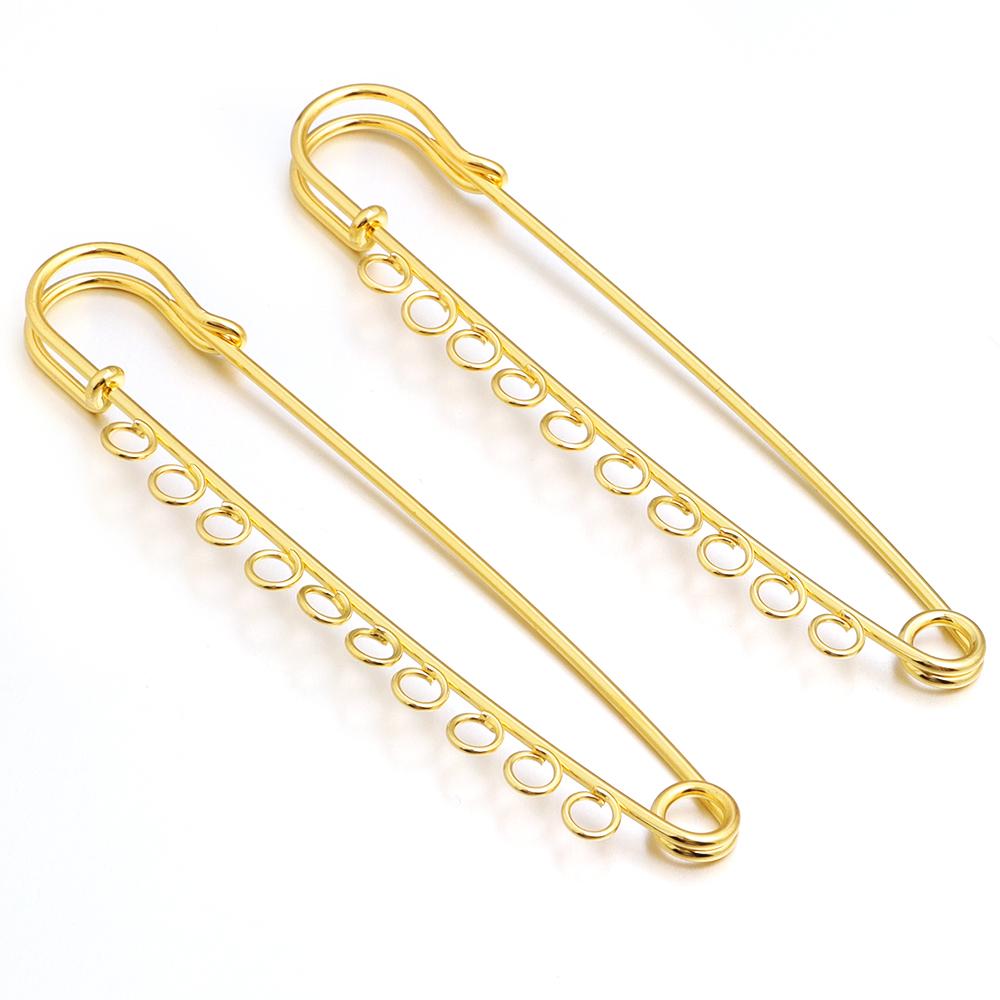 5-10pcs/lot Gold Safety Pins Brooches Blank Base Brooch Pin with Holes Fasteners Pin For DIY Jewelry Making Supplies Accessories