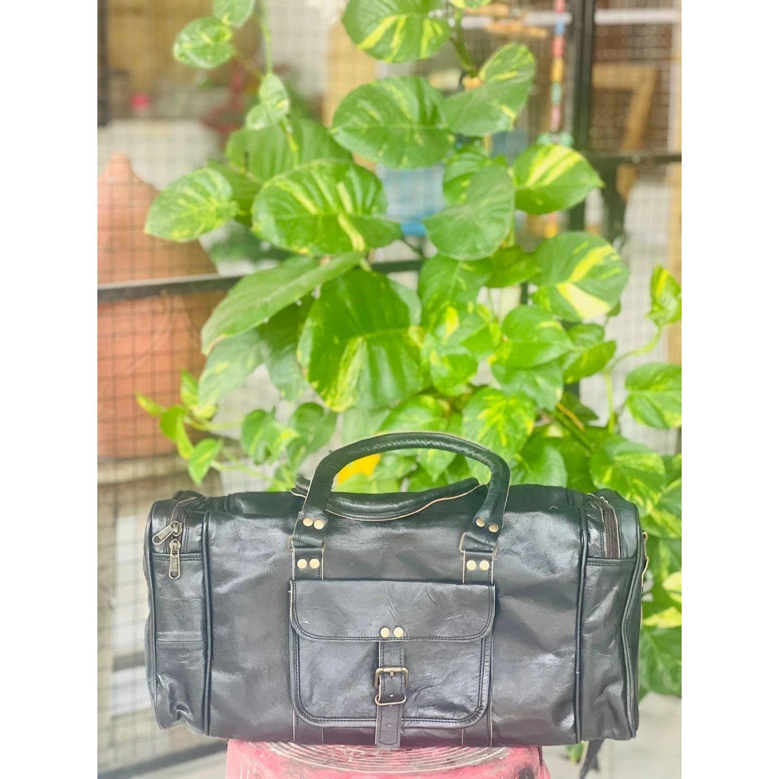 

Настоящая винтажная козья кожа Багажная дорожная спортивная сумка для путешествий и спортзала Множество отделений 24 x 10 x 8 in