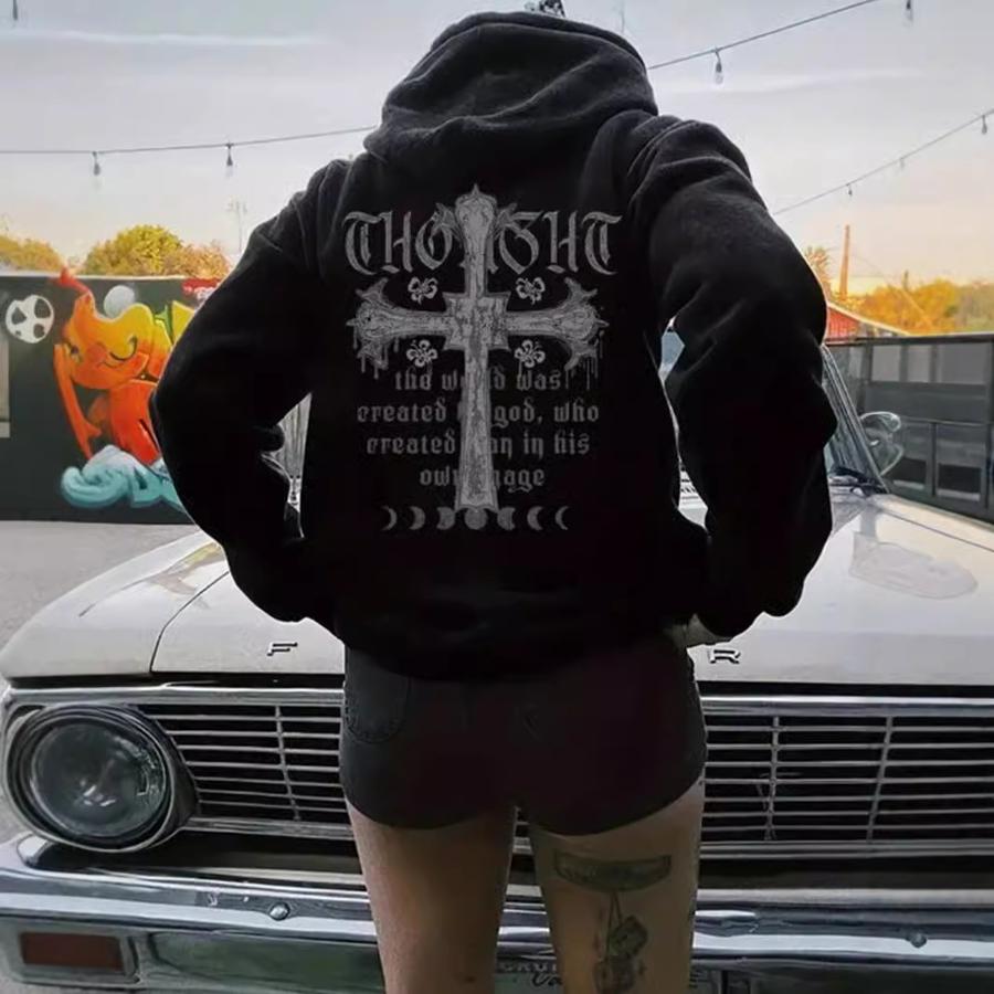 Women's Hot Spring New Western Cowboy Printed Long Sleeve Crew Neck Casual Sweatshirt