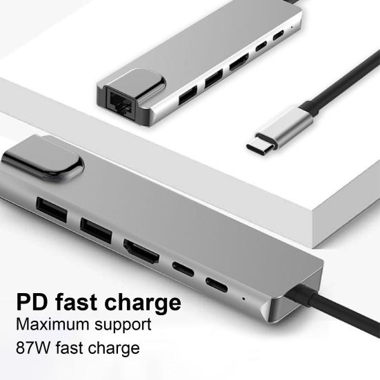 6-in-1 Multifunctional Type-C To PD Charging USB 3.0 Hub Docking Adapter