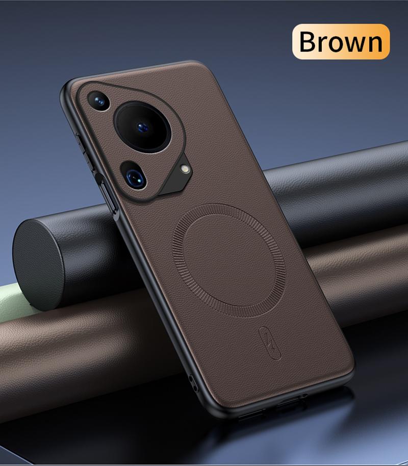 

For Huawei Pura 70 Ultra Case Magnetic Leather Shield Cover High Quality Anti-Fingerprint Non-Slip PC+TPU Huawei Pura 70 Ultra коричневый