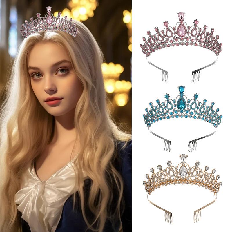 Bride's Crown Headwear Alloy Rhinestone Hair Band Wedding Crown Birthday Hair Accessory Style Headband Accessory