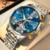 JINSHIDUN Tourbillon Simple Business Waterproof Luminous Multi-functional Mechanical Watch for Men