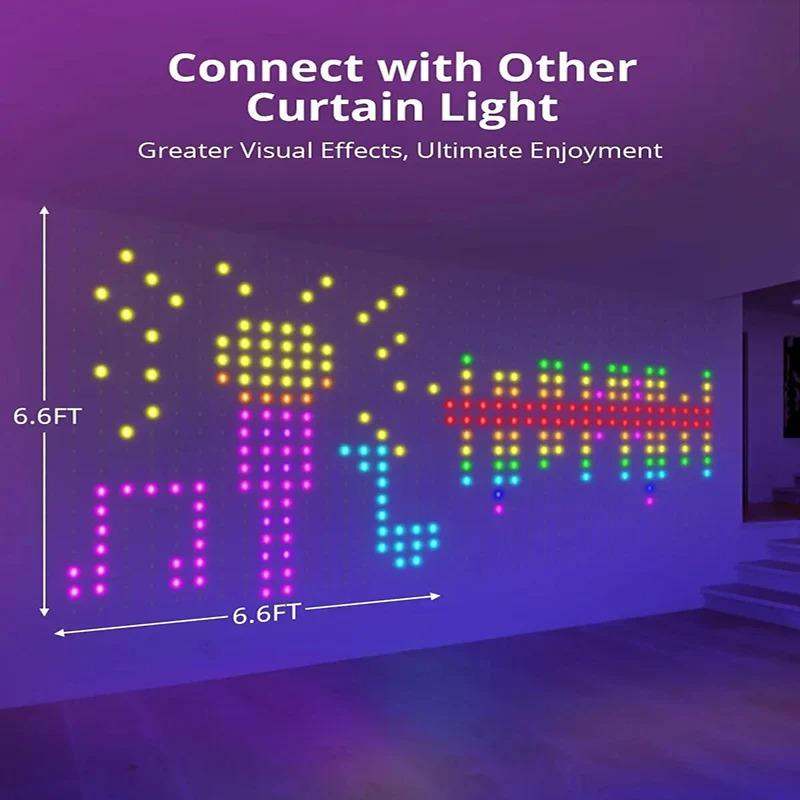 400LEDs Animated Curtain Lights Programmable APP Smart Bluetooth LED Window Curtain String Light RGBIC Dream Color Fairy Lights