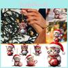 Playful Acrylic Cat With Christmas Hat Car Hanging Decoration For Festive Interior Style