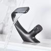 Modern Bathroom Mixer Tap Black/Gold Wash Basin Faucet Single Handle Hot and Cold Waterfall Faucet