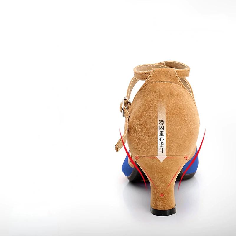 Modne damskie buty do tańca nowoczesnego dla dziewcząt, pań, do tańca towarzyskiego, tango, buty do tańca damskie, zakryte palce, salsa, zamszowa/gumowa podeszwa