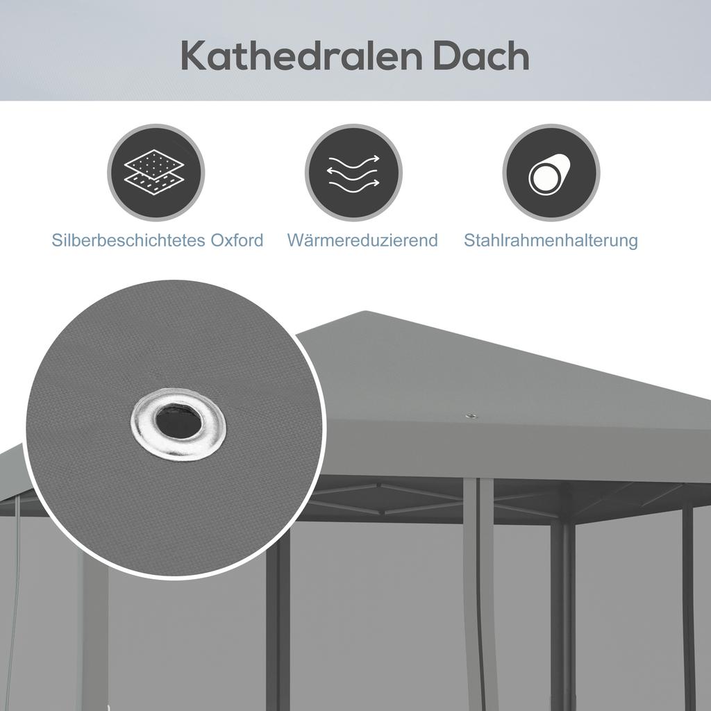 Folding Gazebo, Folding Tent with Side Walls Incl. Carry Bag, Garden Gazebo, Metal, Oxford Fabric, 3 X 3 M, Light Grey