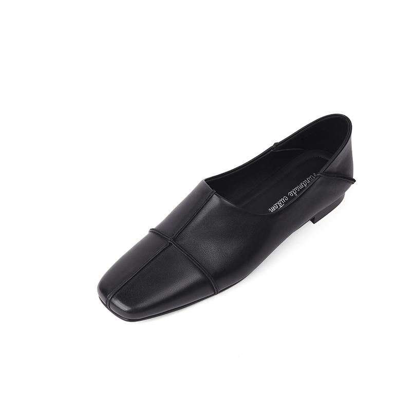 Fashion Cow Leather Square Toe Women Low heel Casual Loafers Women Shoe Without Heel 2025 Spring Autumn Mules Woman Simple White Shoes