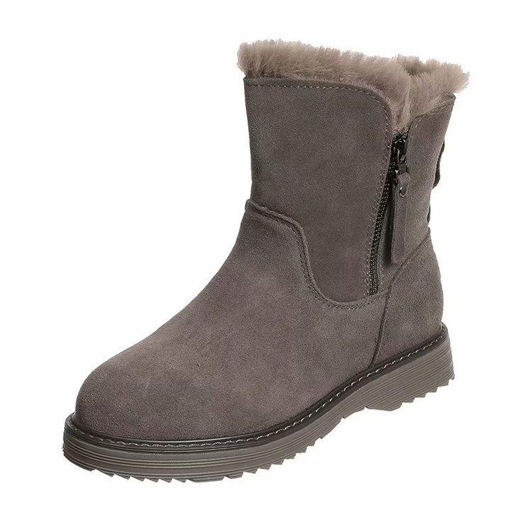 Fur integrated Northeast snow boots women's new winter student velvet cotton shoes flat non-slip short boots