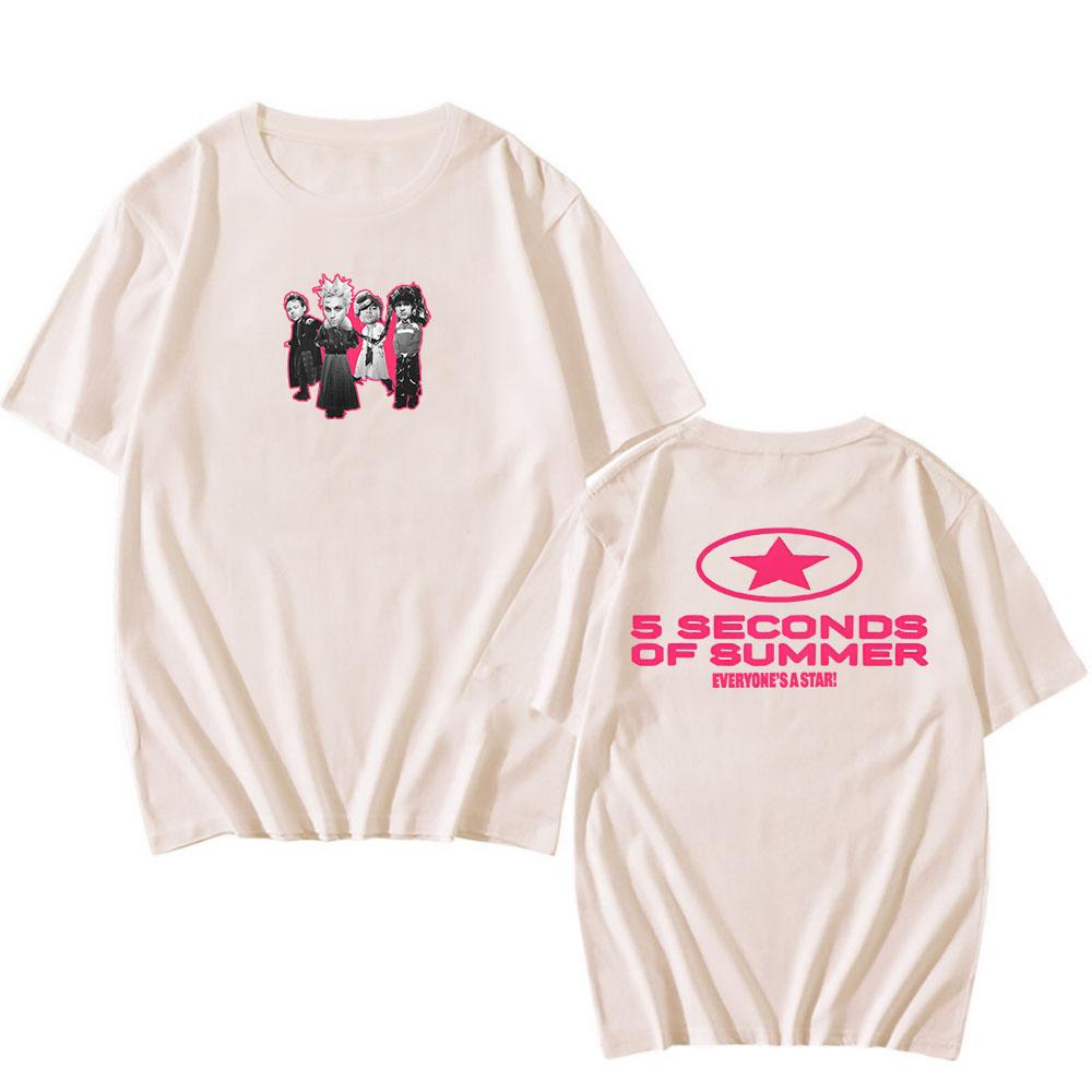 

5 SECONDS OF SUMMER Футболки гурту Кожен - Зірка Футболка з альбому З коротким рукавом Круглий виріз Бавовняні футболки Одяг з графічним принтом Топ S