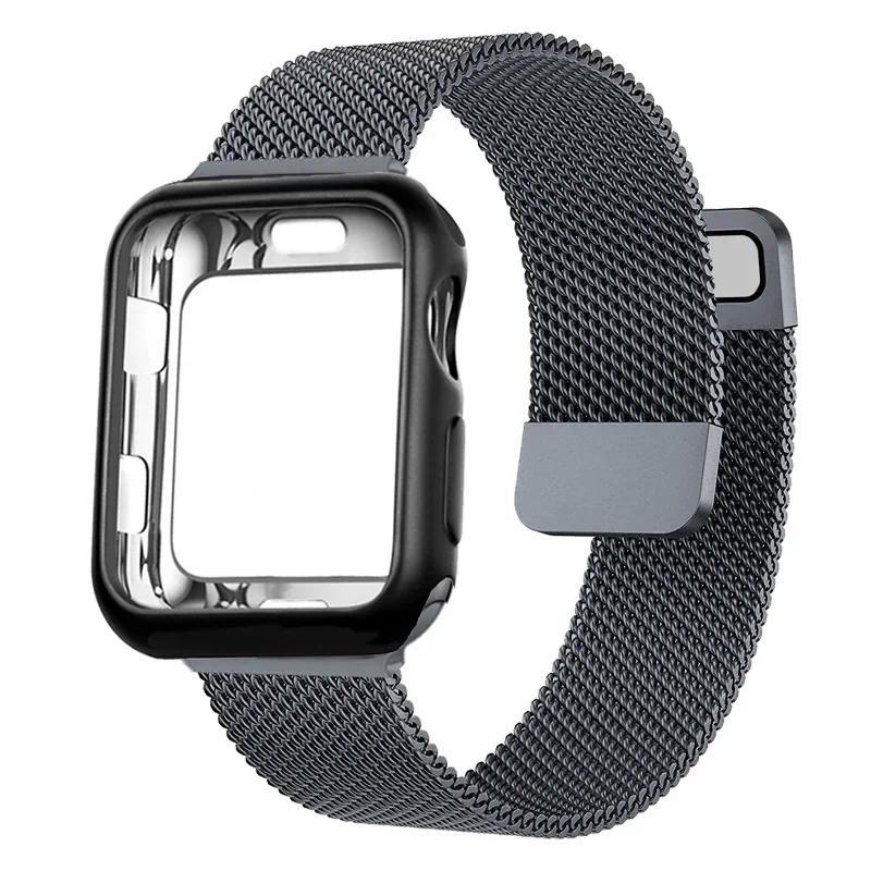 Custodia Milanese+Cinturino per Apple Watch Band 9 8 7 6 SE 5 4 49MM 41mm 40mm 44mm 42mm 38mm Cinturino per Iwatch Serie 9 Correa 45mm