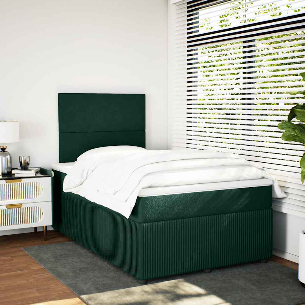Box Spring Bed with Mattress Dark Green 120 x 200 cm Velvet
