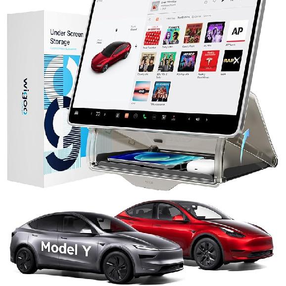 Wigoo Tesla Model Y Juniper Under Screen Storage Box [Hidden Design & Stable Installation] New Model Y Juniper Accessories, Center Console Organizer Model Y (2019~2026)