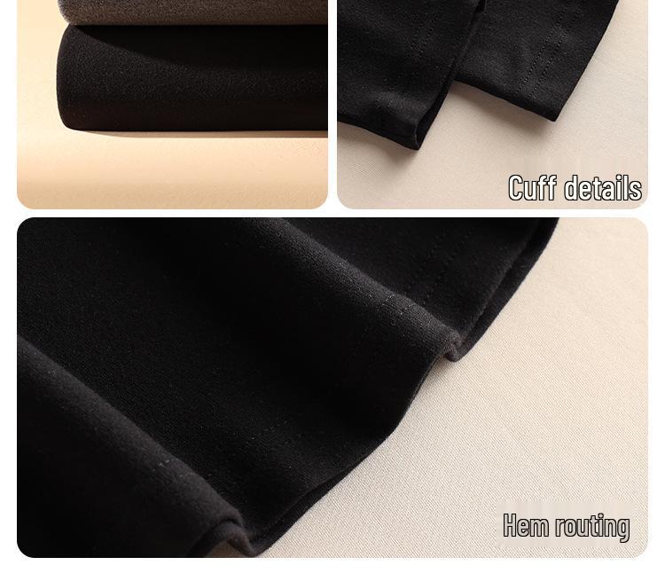 Women's Plus Velvet Warm Black Slim Fit Long Sleeve Top, High Neck Base Layer, Suitable for Autumn/Winter Outerwear