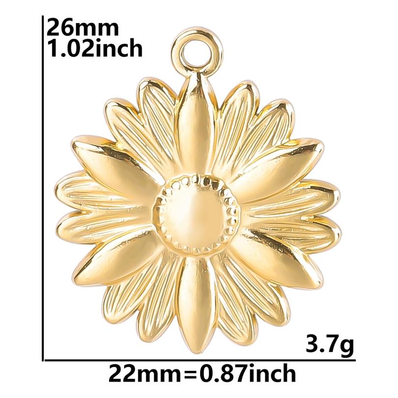 6pcs Gold Color Stainless Steel Charms For Jewelry Making Supplies Plant Leaf Flower Pendant Charm Cherry Pepper Sunflower Charm
