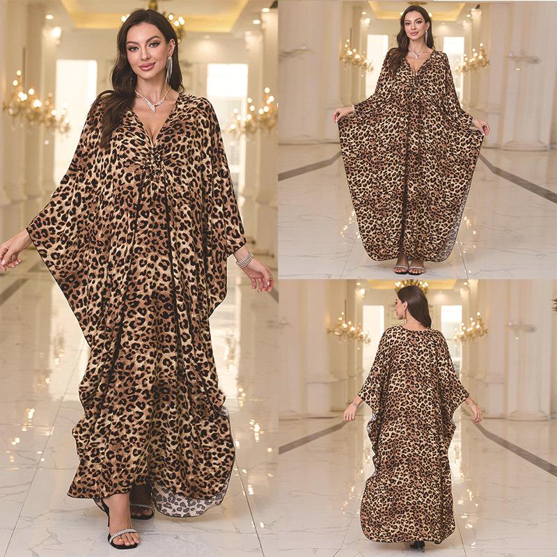 2025 European & American Cotton Print Beach Dress: Women's Loose Long Robe Cover-up with Sun Protection