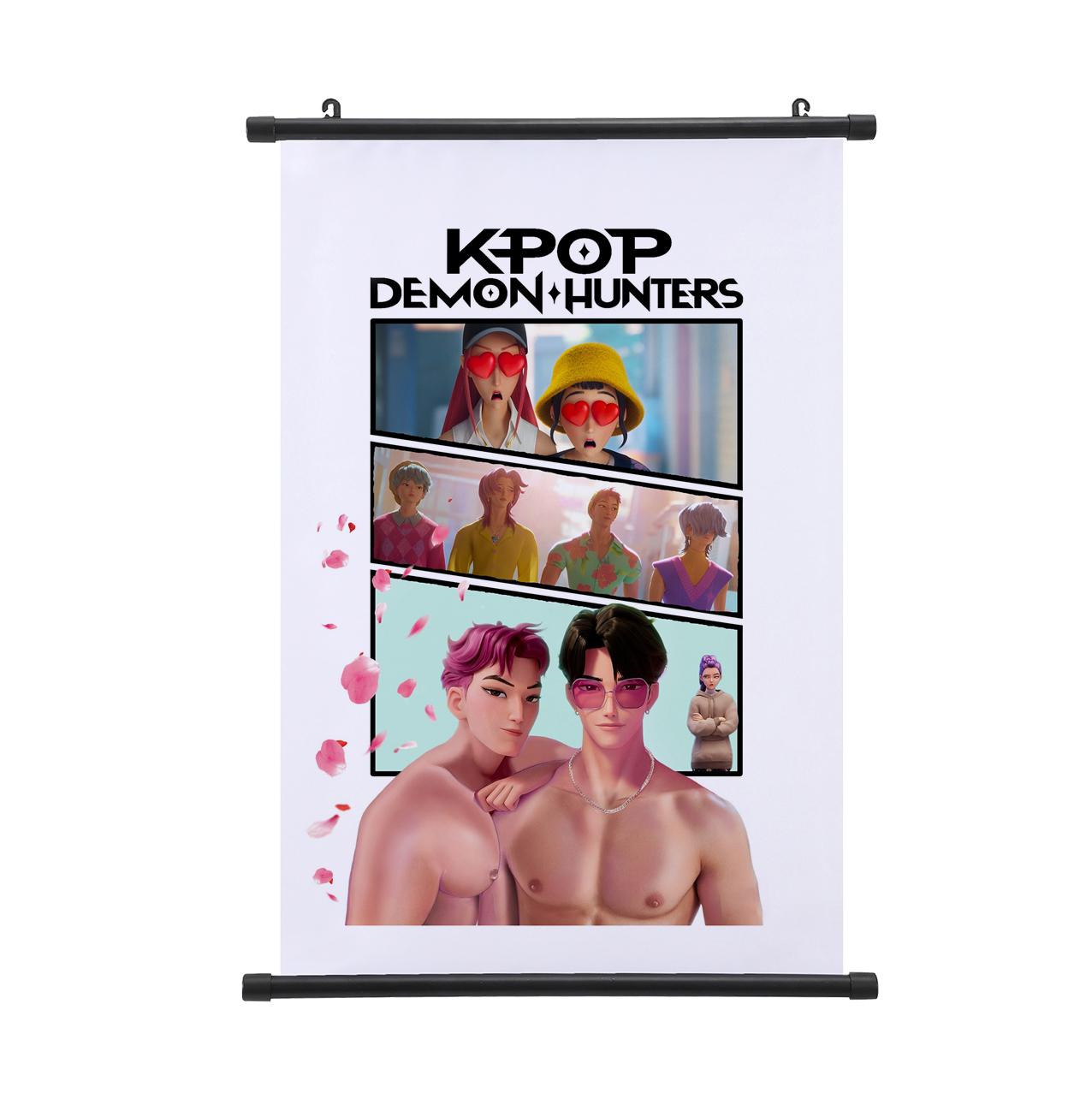 

K-pop Охотники на демонов Постер Подвесная картина Huntrix Girl Zoey Rumi Mira Saja Мальчики K-pop Домашний декор Постер Настенный свиток Постер 40*60cm синий