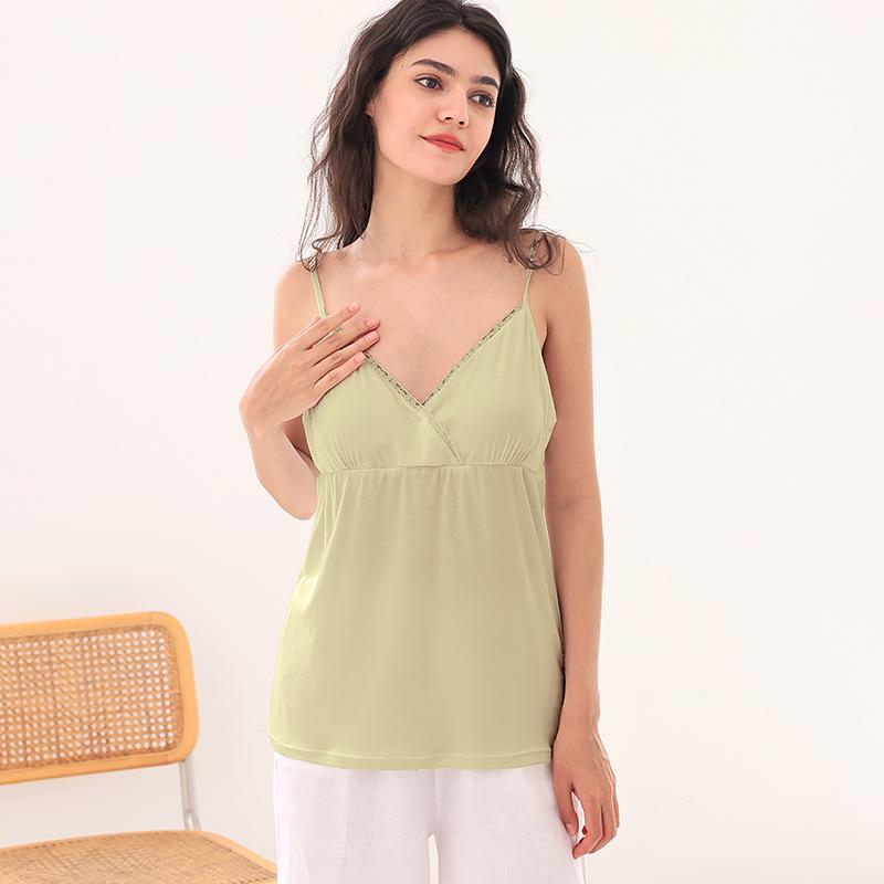 

Strappy Cotton Nursing Tank - Built-in Pads, No Bra Needed, For Maternity & Breastfeeding Extra Large