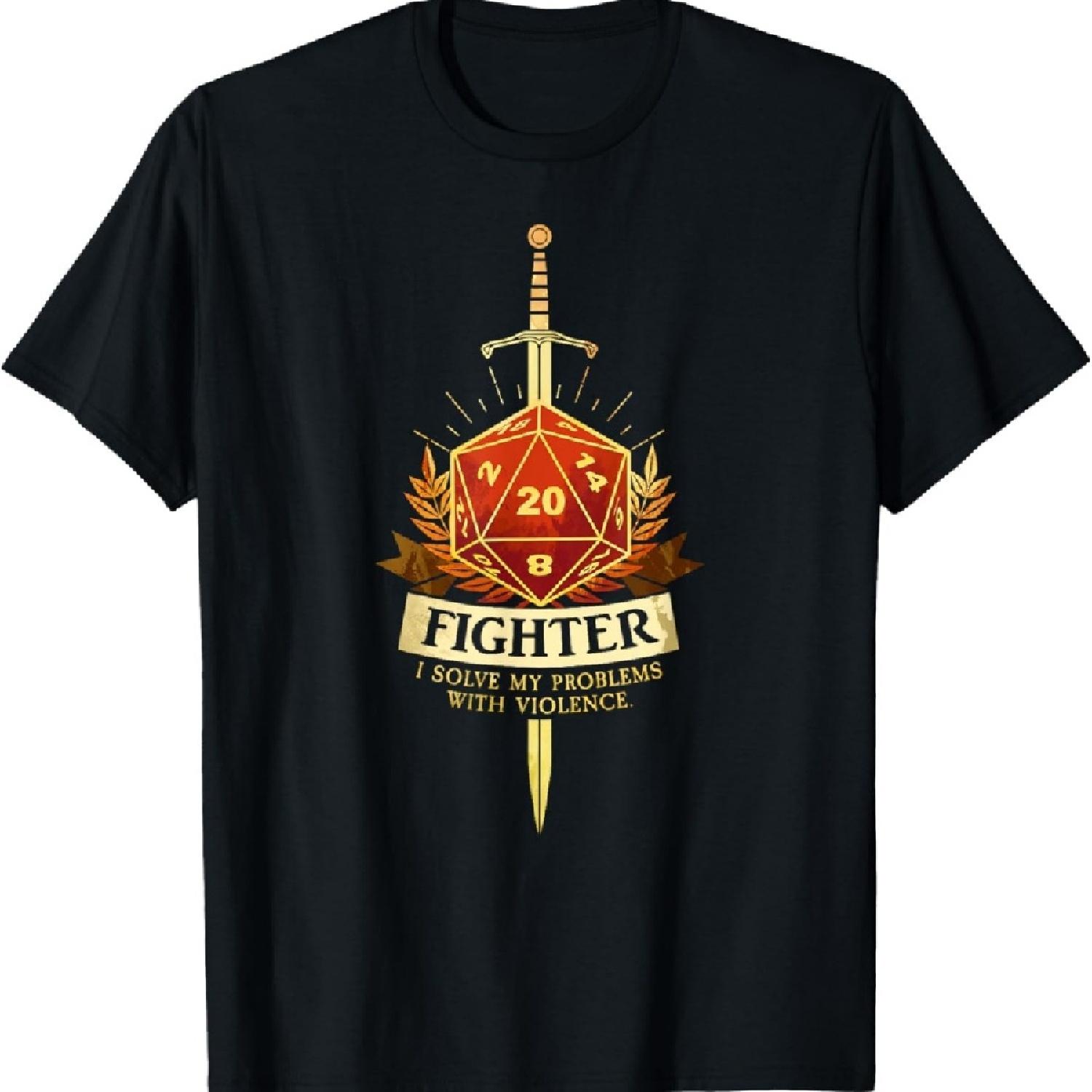 

Fighter RPG TRPG Fantasy Gaming T-Shirt - Black, Men s Small, Classic Fit, Short Sleeve XXXXXL чёрный