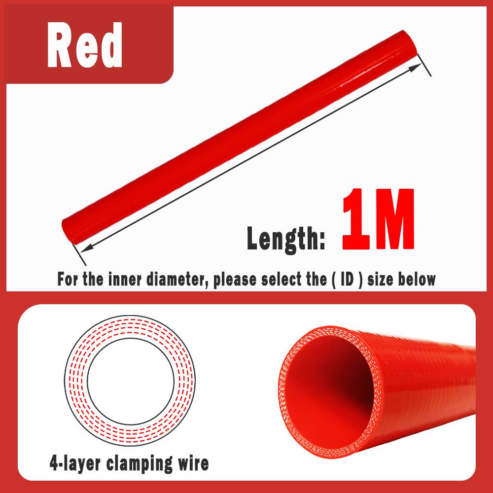 

Red Blue Black 4-layer Universal Straight Silicone Hose Intercooler Turbocharger Tube High Temperature And High Pressure 1 Meter 1M красный